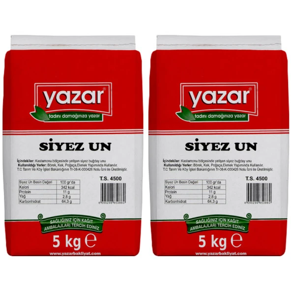 Yazar Taş Değirmende Öğütülmüş Siyez Unu 5 Kg x 2 Paket - 3