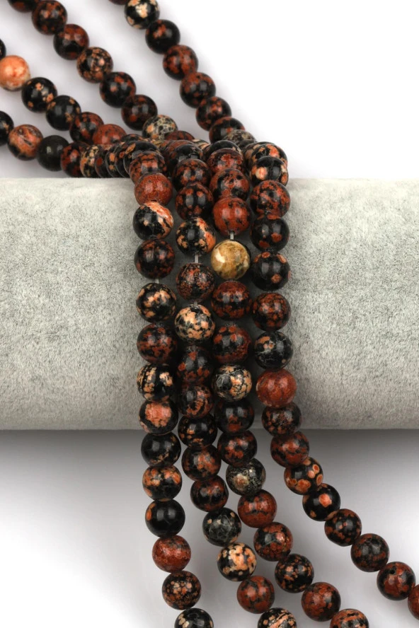 Obsidyen Doğal Taş Dizi 8 mm Küre Kesim