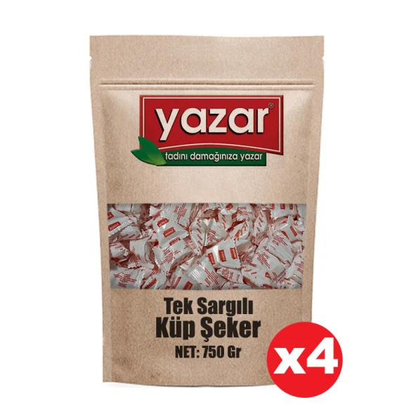 Yazar Tek Sargılı Küp Şeker 750 Gr.x 4 Adet