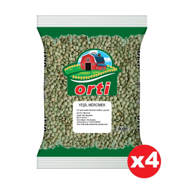 Orti Yeşil Mercimek 1 Kg. x 4 Adet