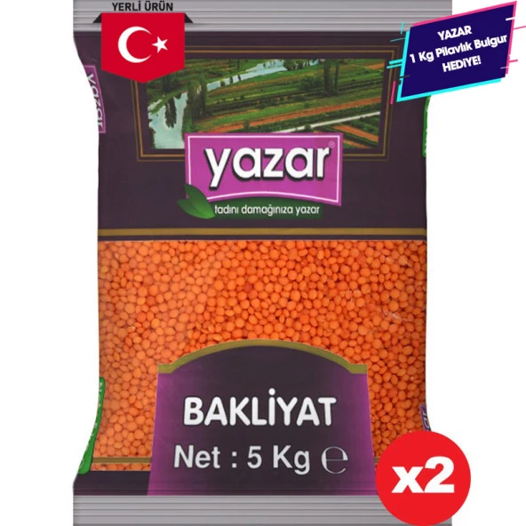 Yazar Yerli Kırmızı Mercimek 5 Kg x 2 Adet