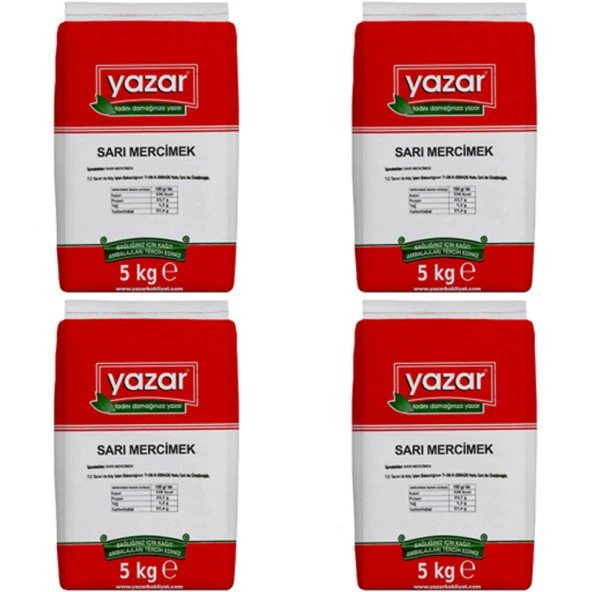 Yazar Sarı Mercimek 5 Kg x 4 Paket - 2