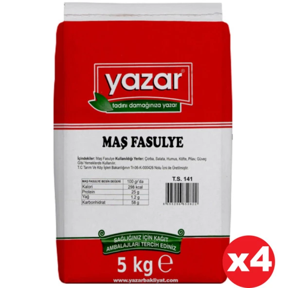 Yazar Maş Fasulye 5 Kg x 4 Paket