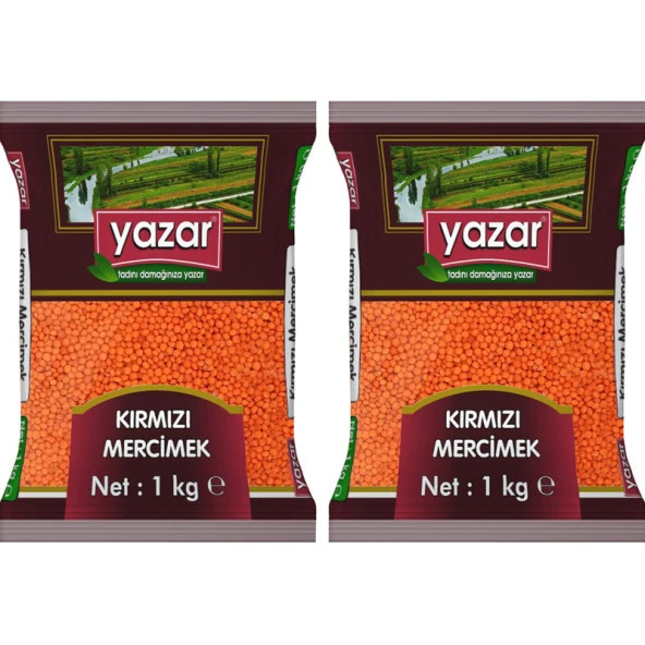 Yazar Yerli Kırmızı Mercimek 1 Kg. x 2 Adet - 2