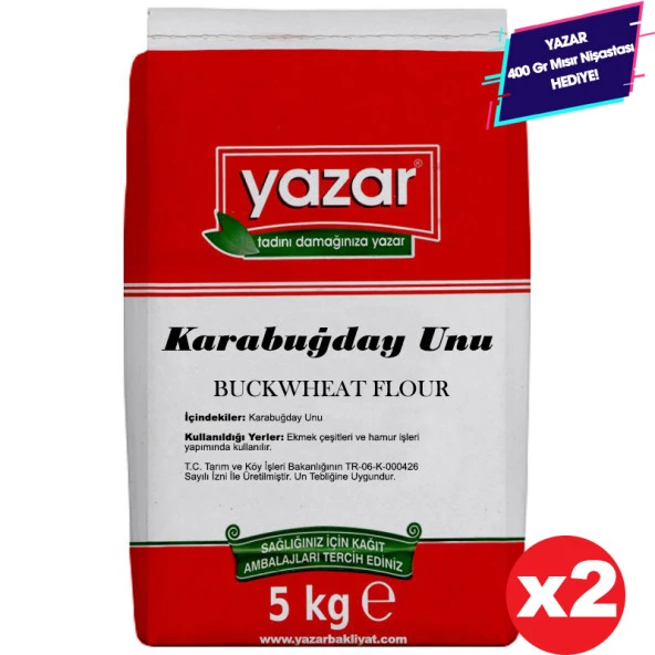 Yazar Taş Değirmende Öğütülmüş Karabuğday Unu 5 Kg X 2 Paket