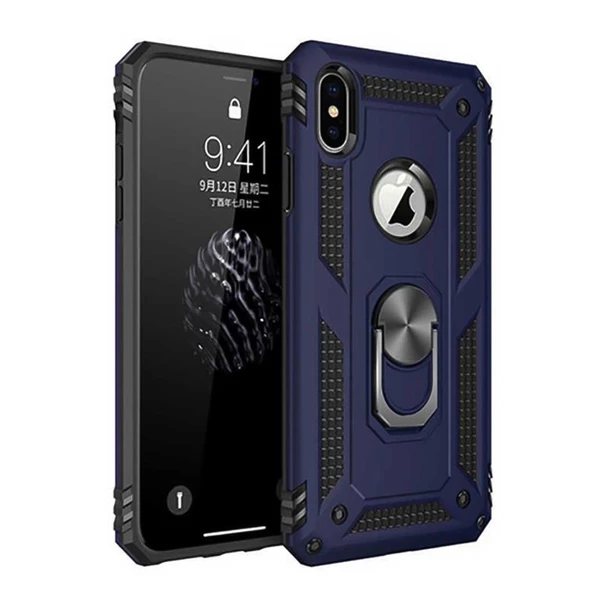 iPhone XS Max Kılıf Panzer Ring Tam Koruma Arka Kapak - 3