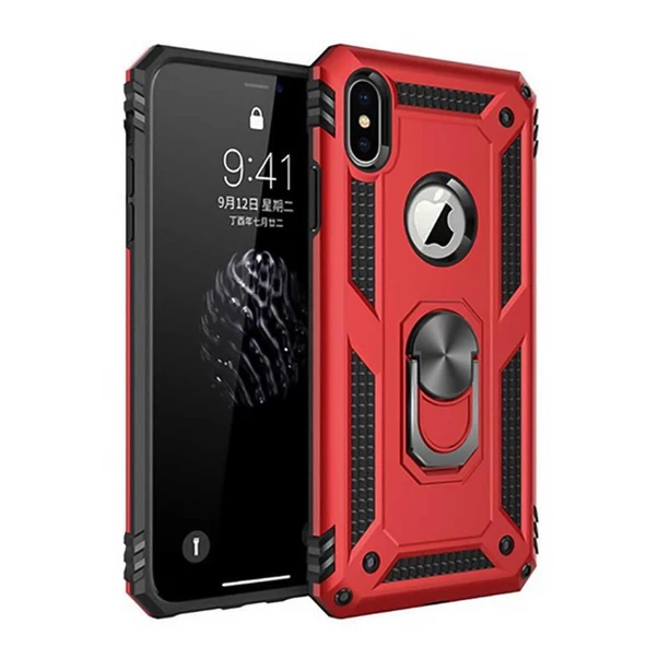 iPhone XS Max Kılıf Panzer Ring Tam Koruma Arka Kapak - 2