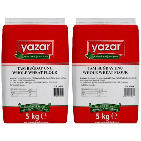 Yazar Taş Değirmende Öğütülmüş Tam Buğday Unu 5 Kg X 2 Paket - 2