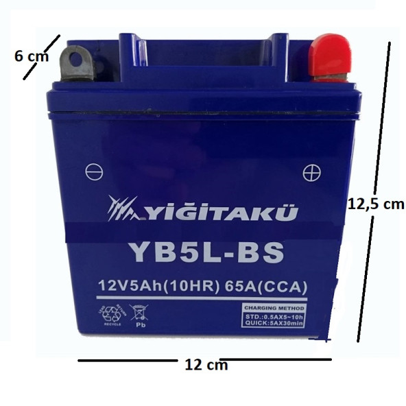 12 V 5 Ah yiğit akü YB5L BS Motorsiklet Aküsü - 2