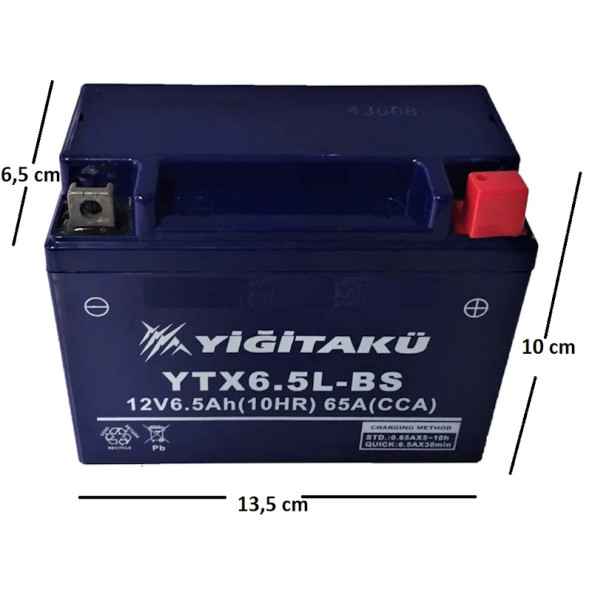 12 V 6.5 AH AMPER YİĞİT AKÜ YTX6,5L MOTOSİKLET AKÜSÜ - 2