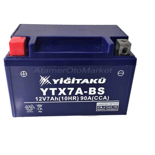 12 V 7 AH AMPER YTX7A BS YİĞİT AKÜ MOTOSİKLET AKÜSÜ