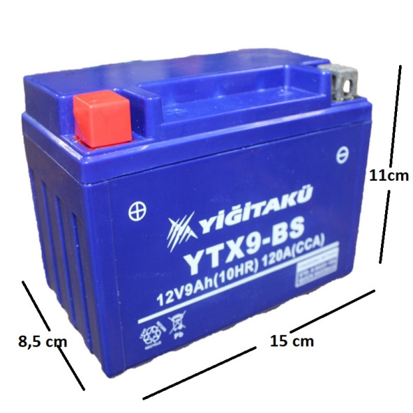 12 V 9 Ah Amper Ytx9 Bs Yiğit Akü Motosiklet Aküsü - 2