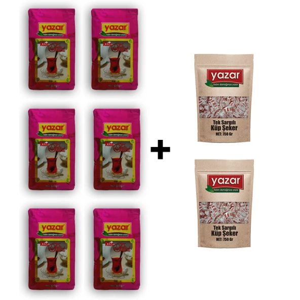 Yazar Filiz Çay 500 Gr x 6 Paket - 500 Gr x 2 Paket 500 Gr Stick Toz Şeker Hediye! - 2