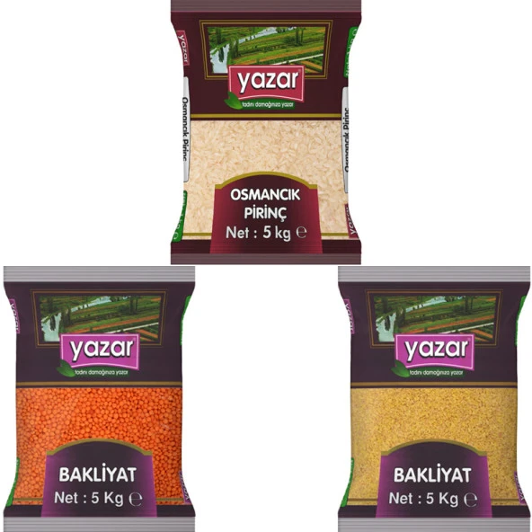 YAZAR 5KG OSMANCIK+5KG KIRMIZI+5KG PILAVBULGUR
