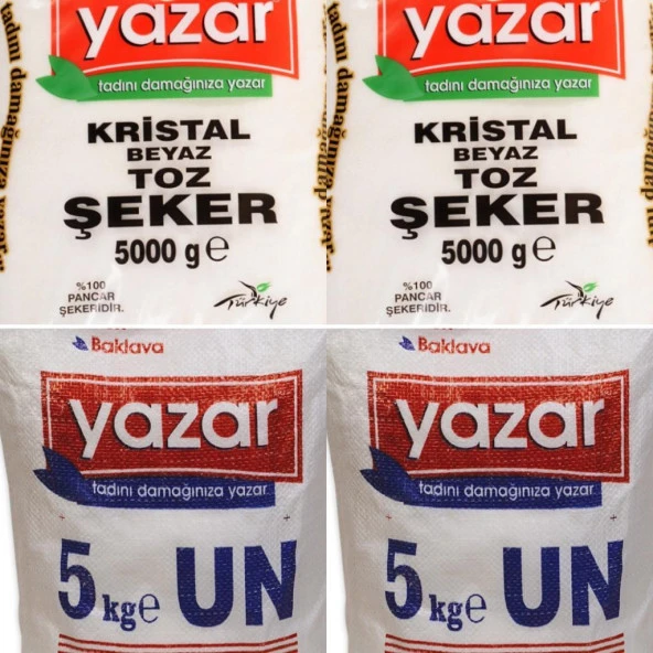Yazar Kristal Toz Şeker 2 x 5 KG + Yazar Pastalık Böreklik Un 2 x 5 KG