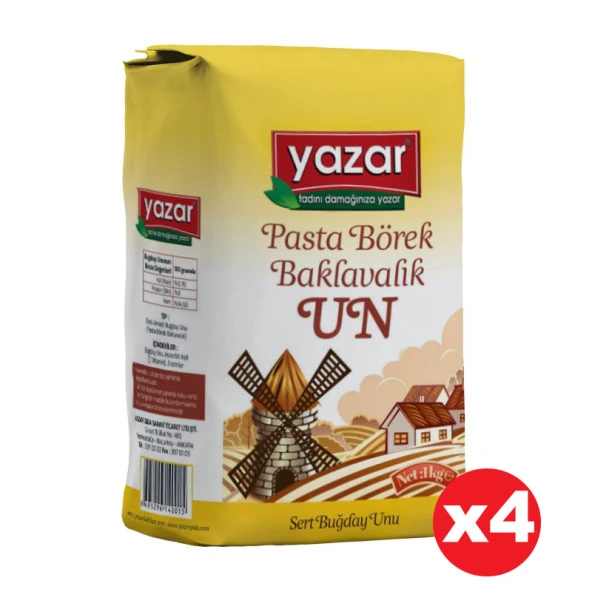Yazar Pastalık Böreklik Baklavalık Çok Amaçlı Un 1 Kg x 4 Paket