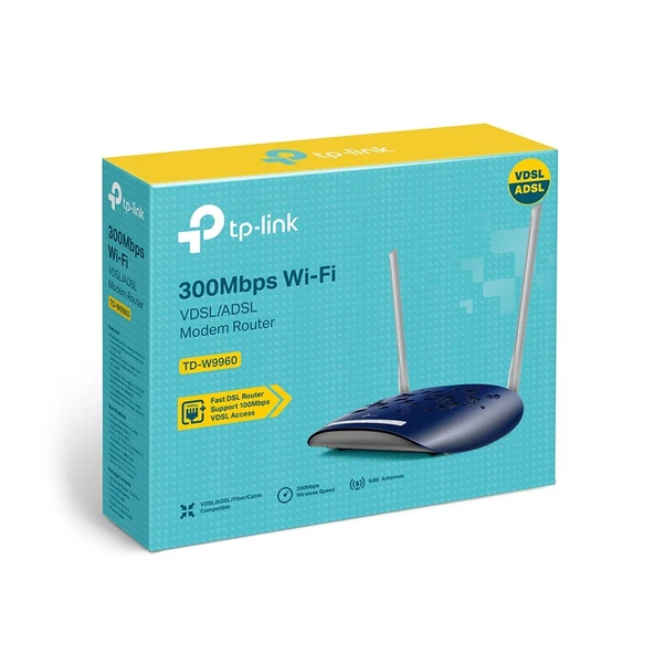 TP-Link TD-W9960 300Mbps Wireless N VDSL/ADSL Modem Router ürün görseli 1
