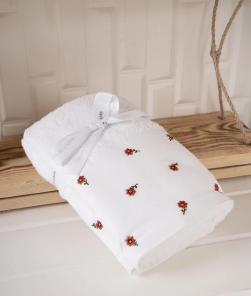 %100 Pamuk İkili 40x70 Cm Nakışlı Desenli El&Yüz Havlu/Havlu Seti - 8