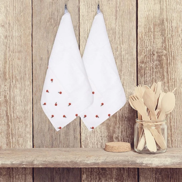 %100 Pamuk İkili 40x70 Cm Nakışlı Desenli El&Yüz Havlu/Havlu Seti - 7