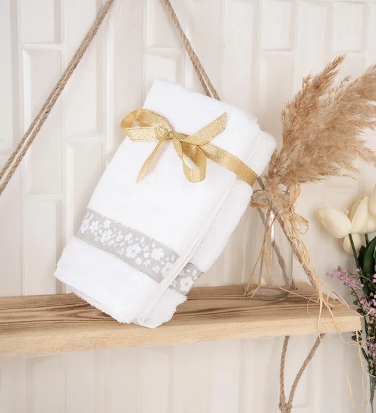 %100 Pamuk İkili 40x70 Cm Nakışlı Desenli El&Yüz Havlu/Havlu Seti - 11