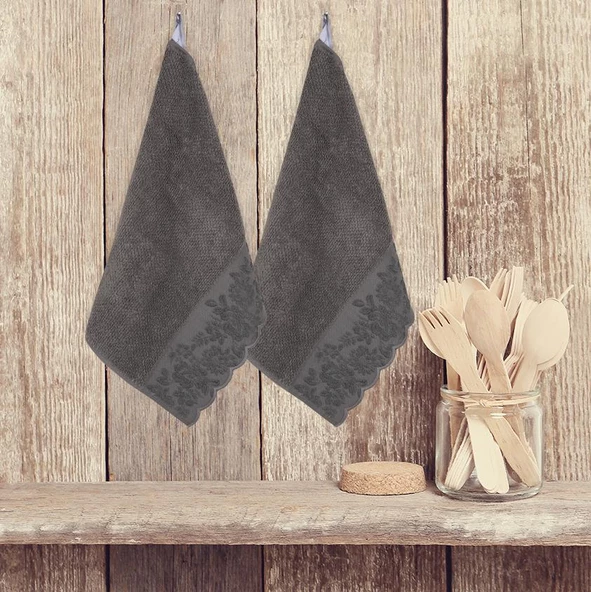 %100 Pamuk İkili 40x70 Cm Nakışlı Desenli El&Yüz Havlu/Havlu Seti - 4