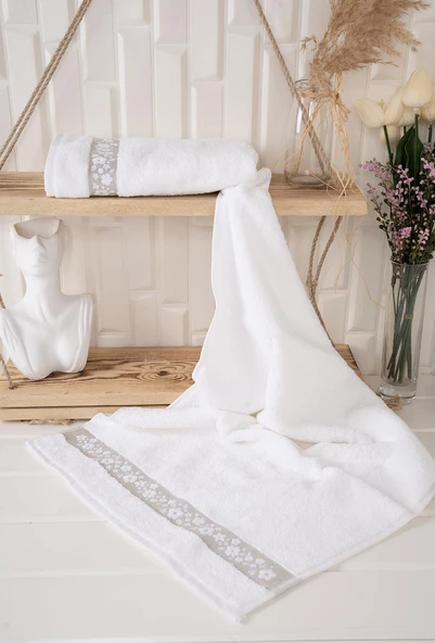 %100 Pamuk İkili 40x70 Cm Nakışlı Desenli El&Yüz Havlu/Havlu Seti - 12