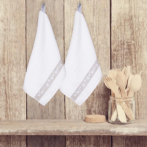 %100 Pamuk İkili 40x70 Cm Nakışlı Desenli El&Yüz Havlu/Havlu Seti - 10