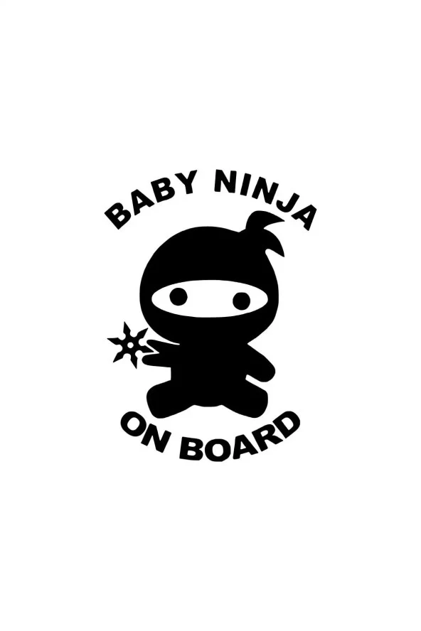 Baby Ninja On Board - Araç, Oto, Laptop, Duvar Uyumlu Sticker 30*39 Cm