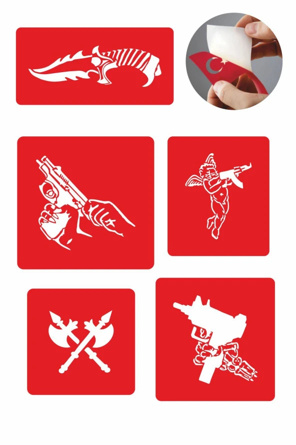 Silah Çeşitleri Dövme Şablonu Kına Deseni
