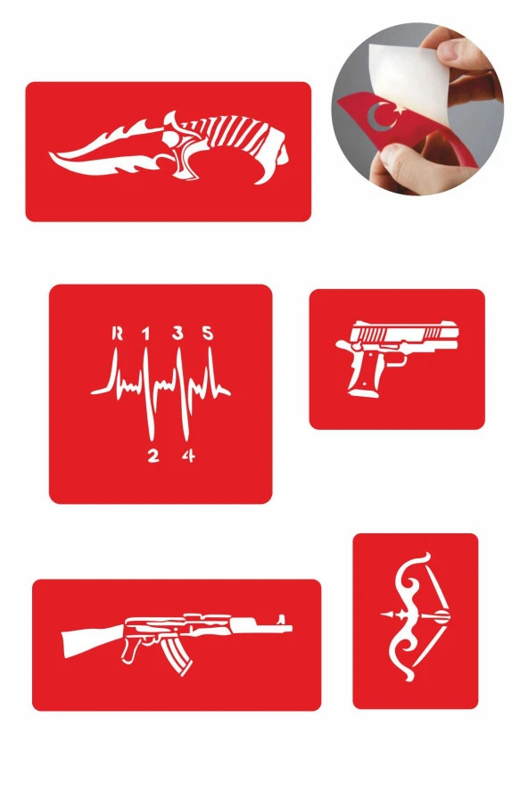 Savaşa Hazır Ol 5 Adet  Geçici Dövme Kına Şablonu