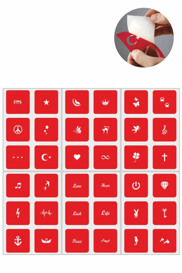 Minik Desenler 36 Adet Minimal  Geçici Dövme Şablonu