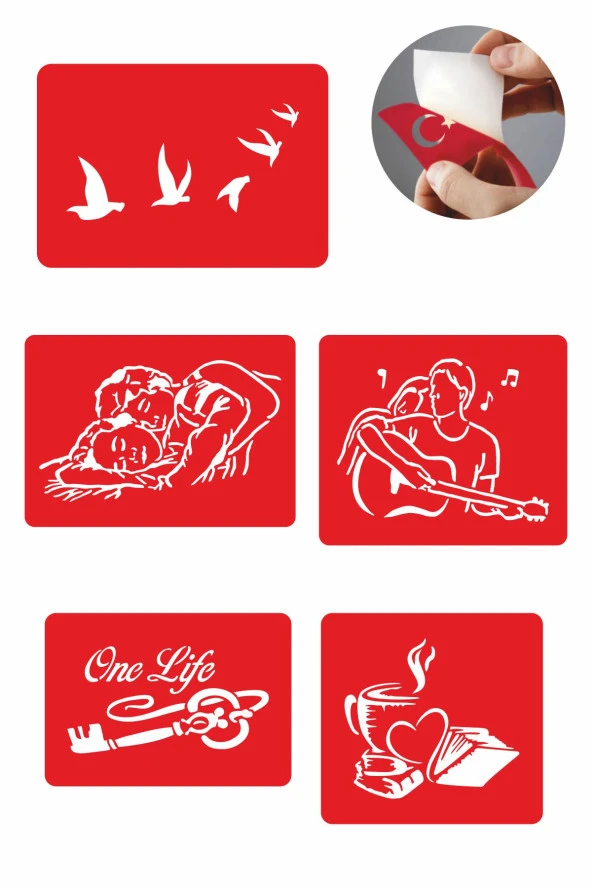 Sarmaş Dolaş Desenler 5 Adet Geçici Dövme Kına Şablonu