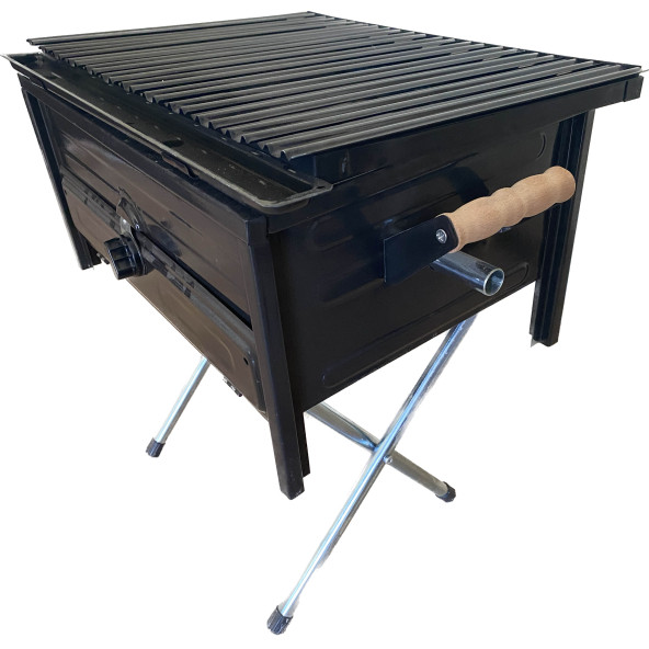 Tüplü Mangal, Özel Lav Taşlı, Fırınlı, Siyah Emaye Kaplı, Katlanır Ayaklı Tüplü Mangal - 4