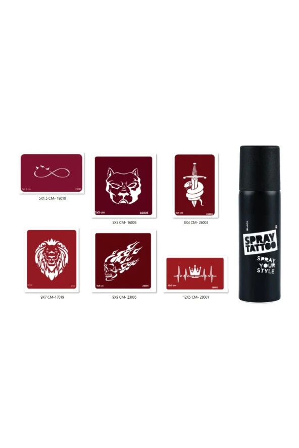 Sonsuz Kral Spray Tattoo Geçici Sprey Dövme Seti