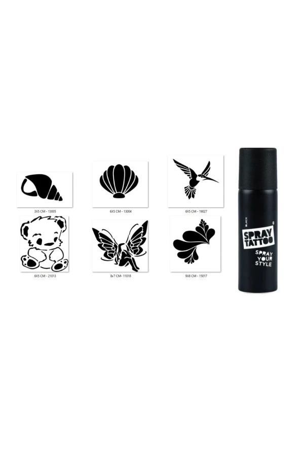 Peluş Çiçek Spray Tattoo Geçici Sprey Dövme Seti