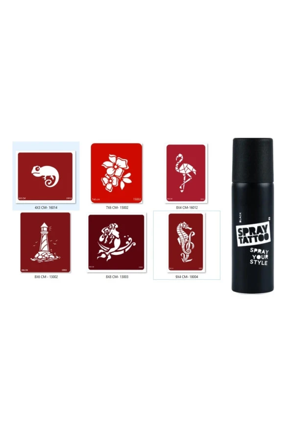 Bukalemun Deniz Atı Spray Tattoo Geçici Sprey Dövme Seti