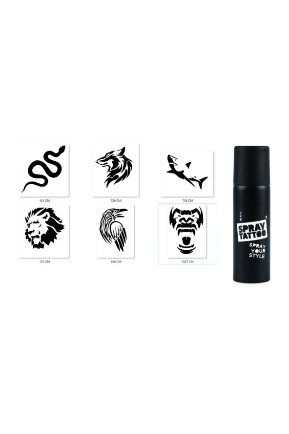 Yılan Katal Spray Tattoo Geçici Siyah Sprey Dövme Seti