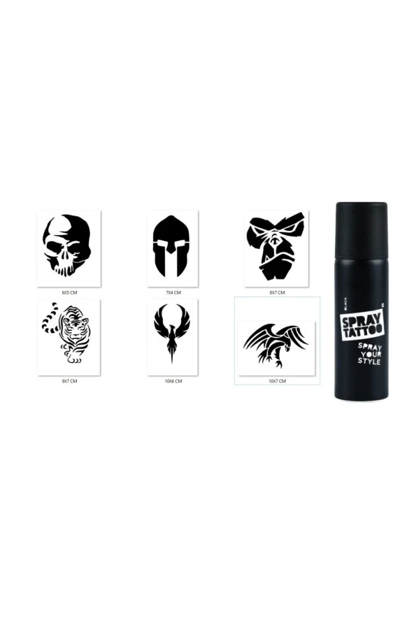 Kartal Kaplan Spray Tattoo Geçici Siyah Sprey Dövme Seti