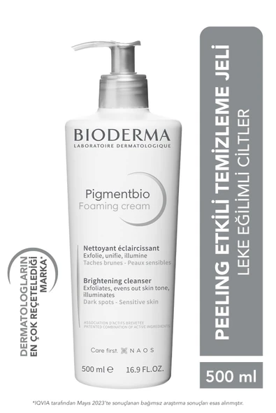 BIODERMA Pigmentbio Foaming Cream Aydınlatıcı Peeling Etkili Yıkama Jeli Yüz Ve Vücut 500 ml 3701129800553