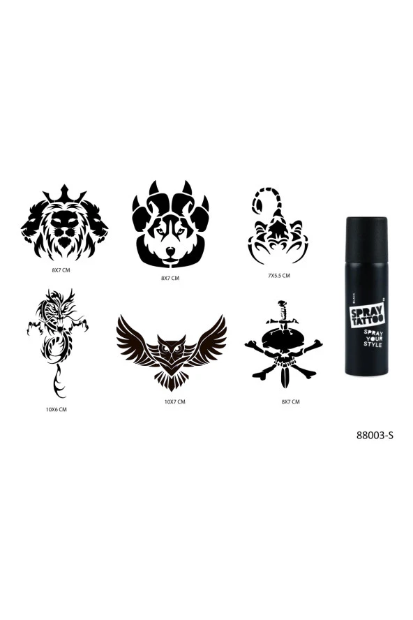 Vahşi Hayvanlar Spray Tattoo Geçici Sprey Dövme Seti