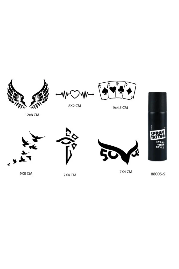 Tribal Kanat Şansı Spray Tattoo Geçici Sprey Dövme Seti