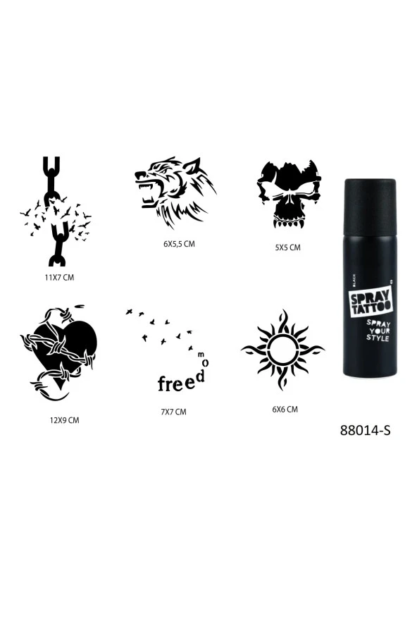 Özgür Ruh Spray Tattoo Geçici Sprey Dövme Seti