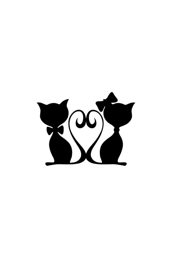 Aşık Kediler - Araç, Oto, Laptop, Duvar Uyumlu Sticker 30*21 Cm