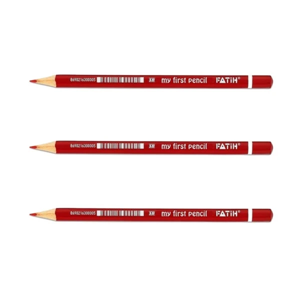 Fatih İlk Kalemim Kırmızı Kalem Üç Köşeli Jumbo 3 Adet