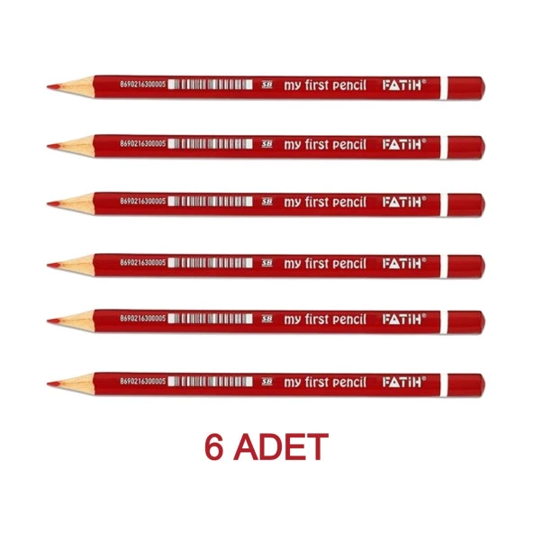 Fatih İlk Kalemim Kırmızı Kalem Üç Köşeli Jumbo 6 Adet