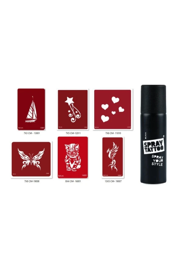 Anka Kedi Spray Tattoo Geçici Sprey Dövme Seti