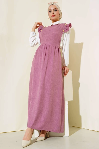 Omuz Fırfırlı İkili Takım Elbise Gül Kurusu ürün görseli 1