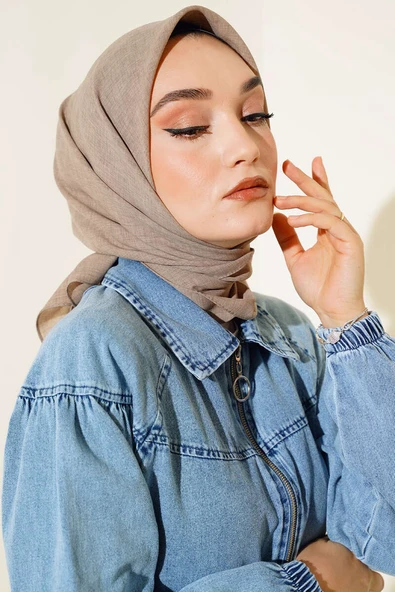 Taşlanmış Keten Eşarp Bronz -23