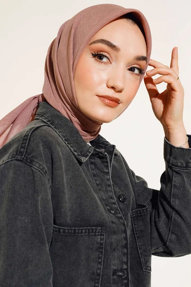 Taşlanmış Keten Eşarp Pudra -32 ürün görseli 1