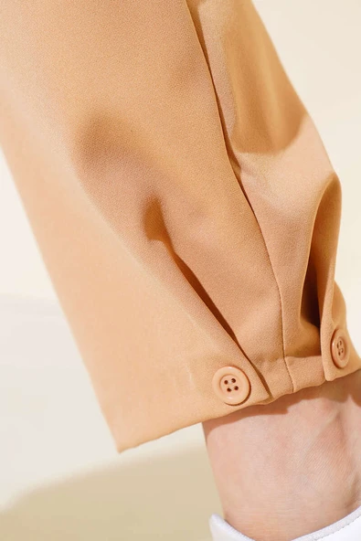 Kemeri Biritli Çizgili Pantolon Latte - Resim 4